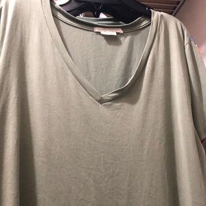An olive green short sleeve top